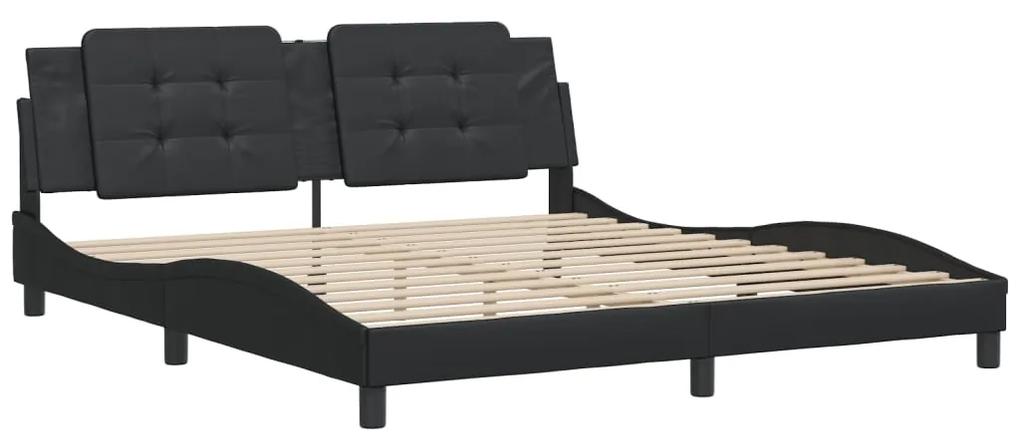 3208198 vidaXL Cadru de pat cu tăblie, negru, 180x200 cm, piele ecologică