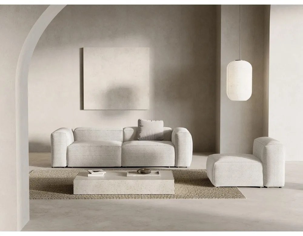 Canapea bej cu tapițerie din catifea reiată 264 cm Bergamo – Cosmopolitan Design