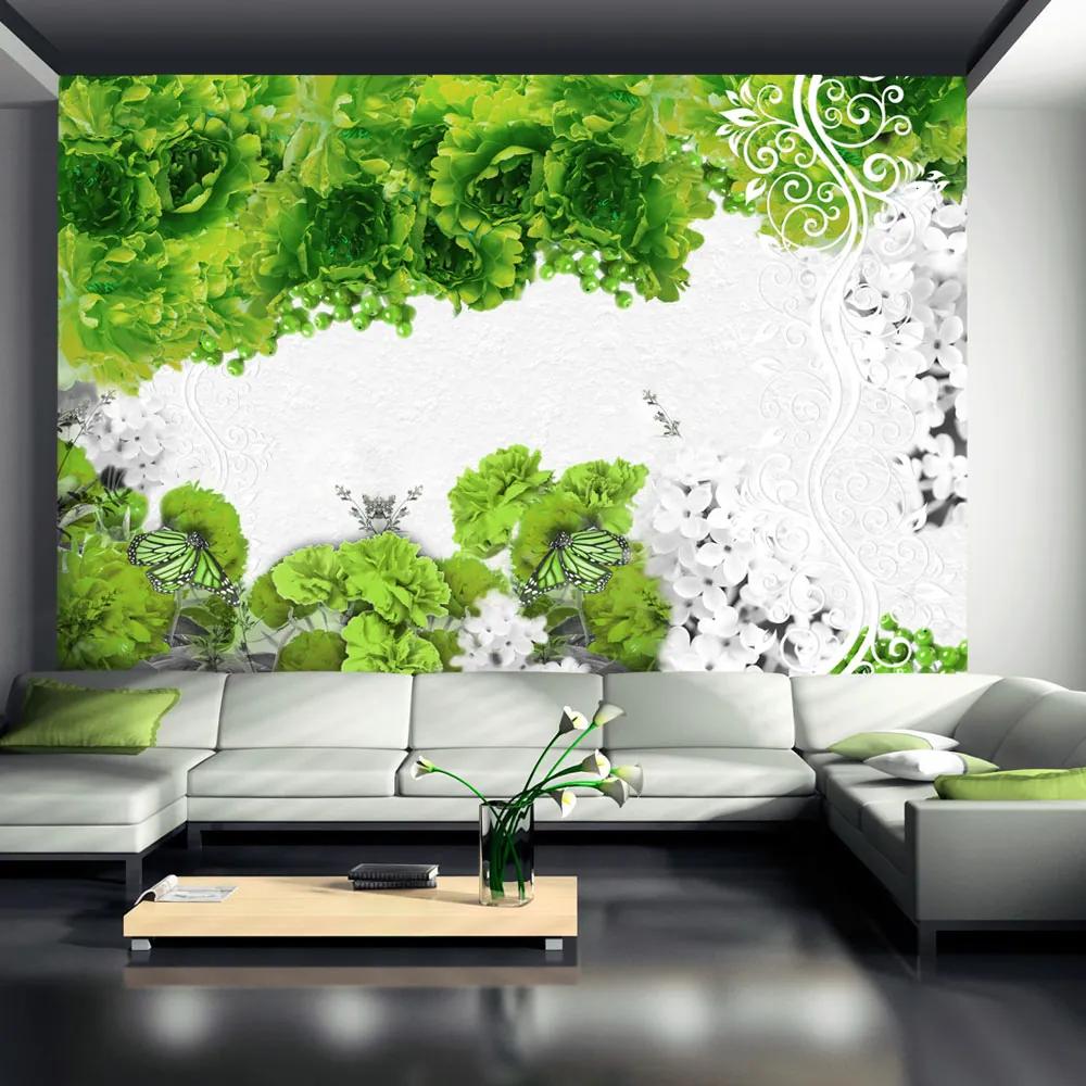 Fototapet Bimago - Colors of spring: green + Adeziv gratuit 250x175 cm