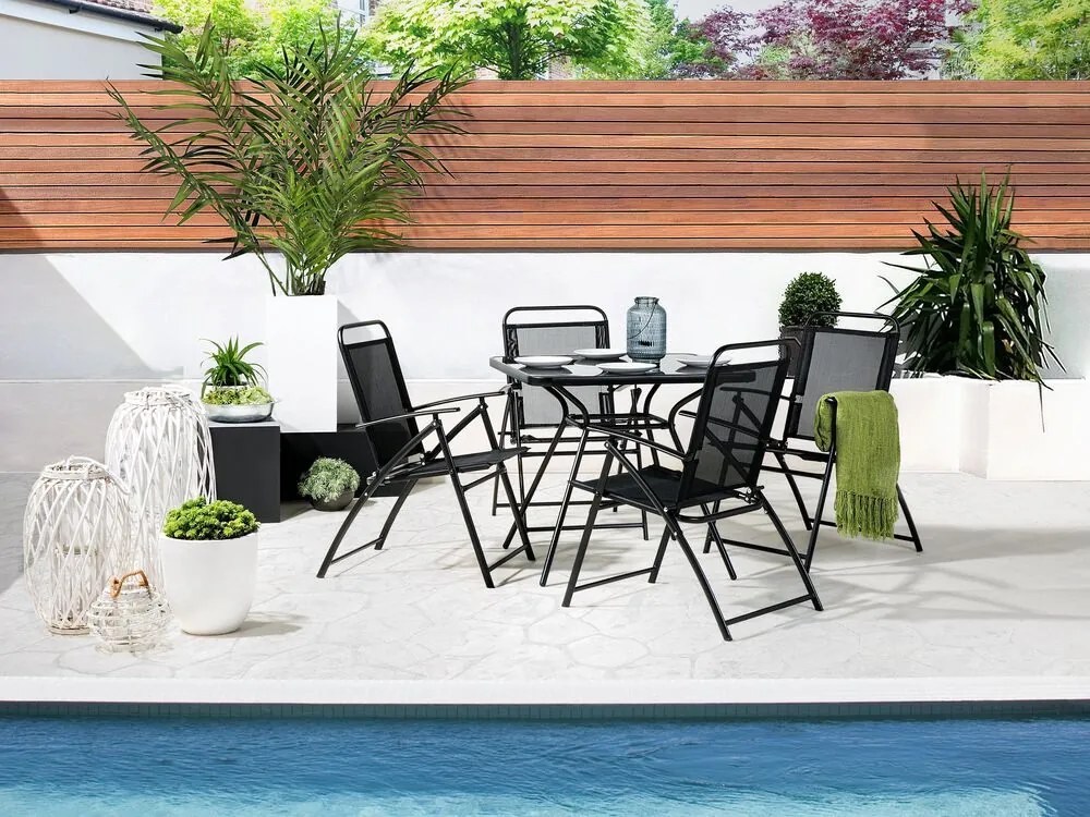Set de masă pentru grădină Love (negru) (4 scaune). 1011671