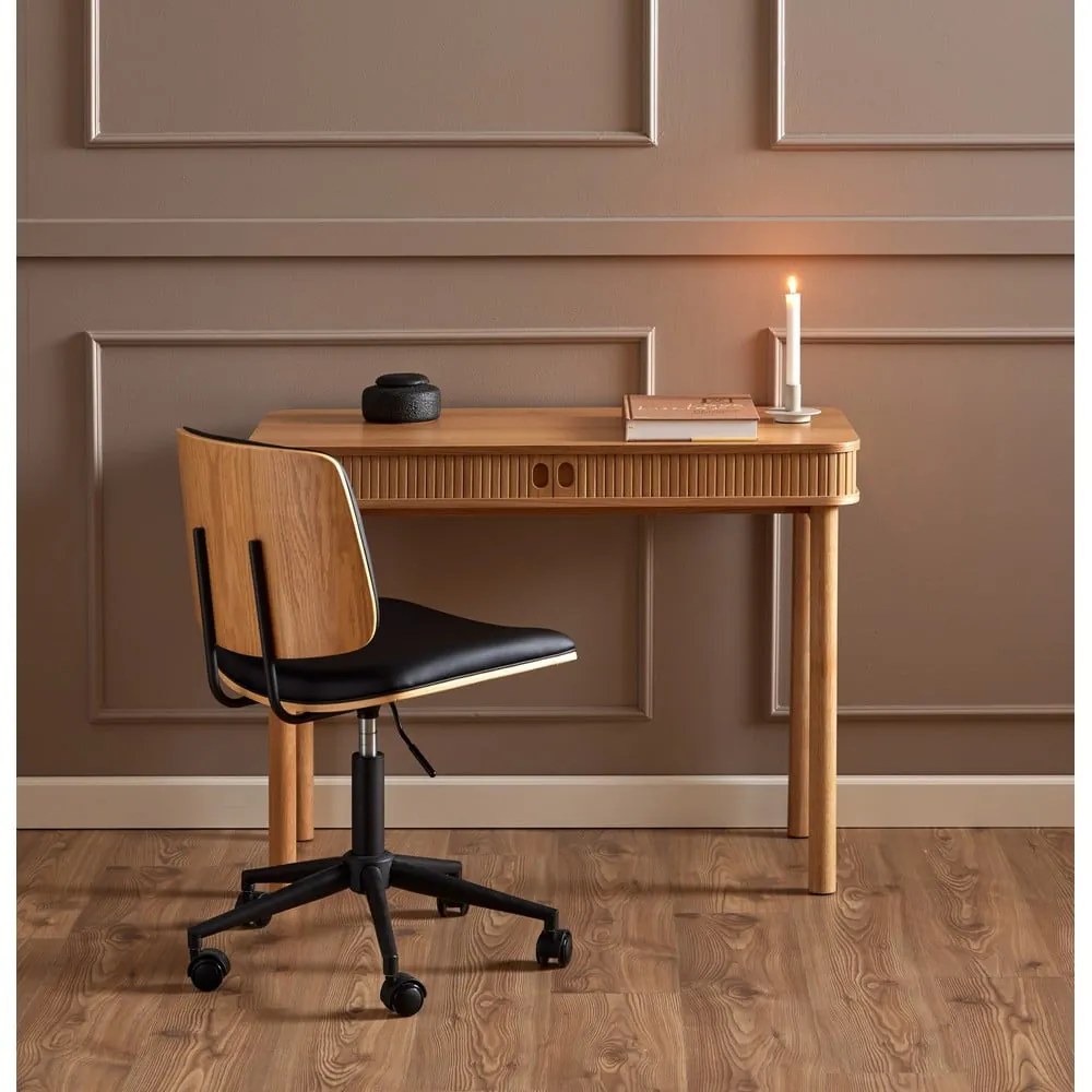 Scaun de birou negru din imitație de piele Owen – Actona