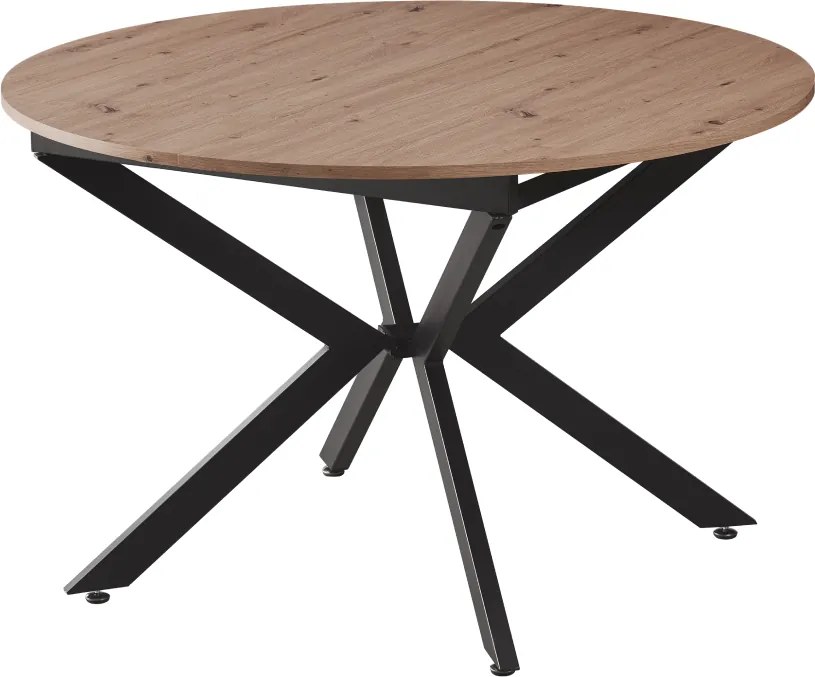 Masă dining extensibilă, stejar artisan / neagră, 120x120-160x75 cm, ABERO TIP 2