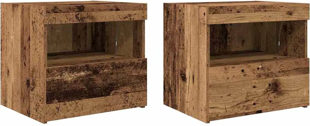 vidaXL Dulap de noapte 2 pcs Lemn vechi 50 x 40 x 45 cm Lemn compozit