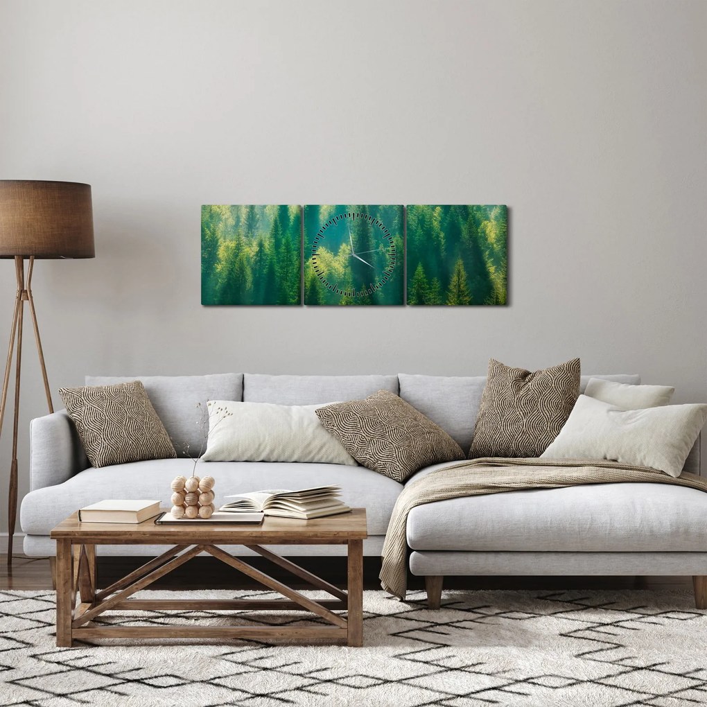Tablou - Pădurea de brazi (cu ceas) (90x30 cm)