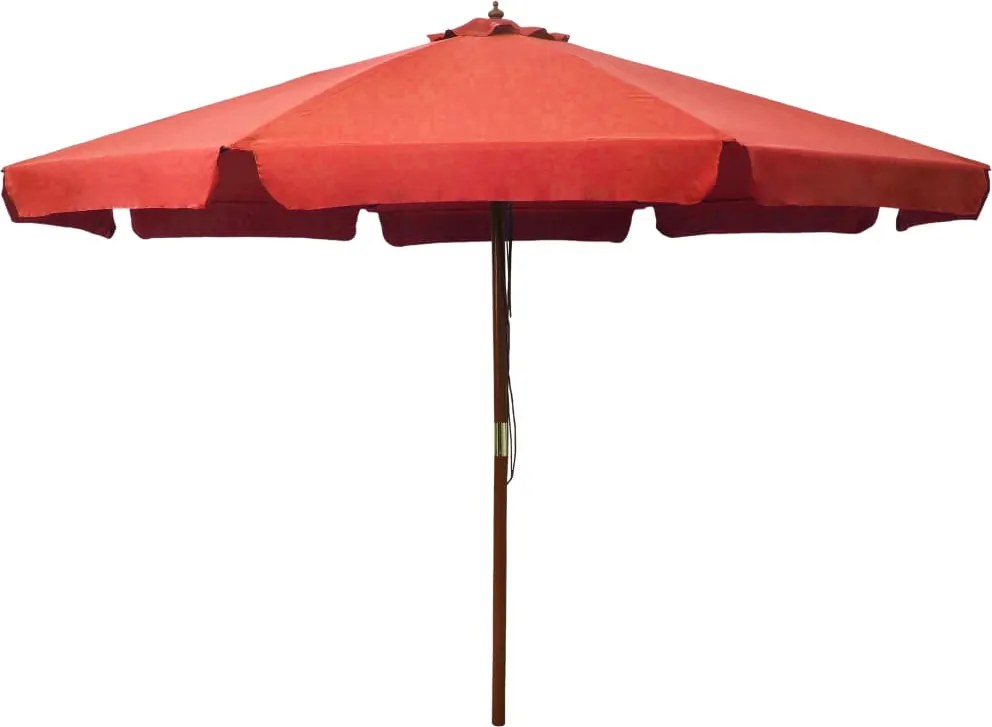 vidaXL Umbrelă de soare de exterior, stâlp lemn, cărămiziu, 330 cm