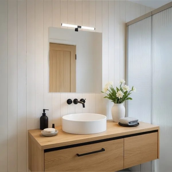 Aplica LED pentru oglindă de baie 2-în-1 APA, 6W/230V, 40 cm, IP44, negru