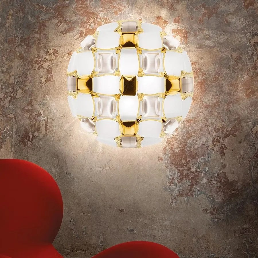 Aplica perete sau tavan design modern geometric Mida Medium White-Gold