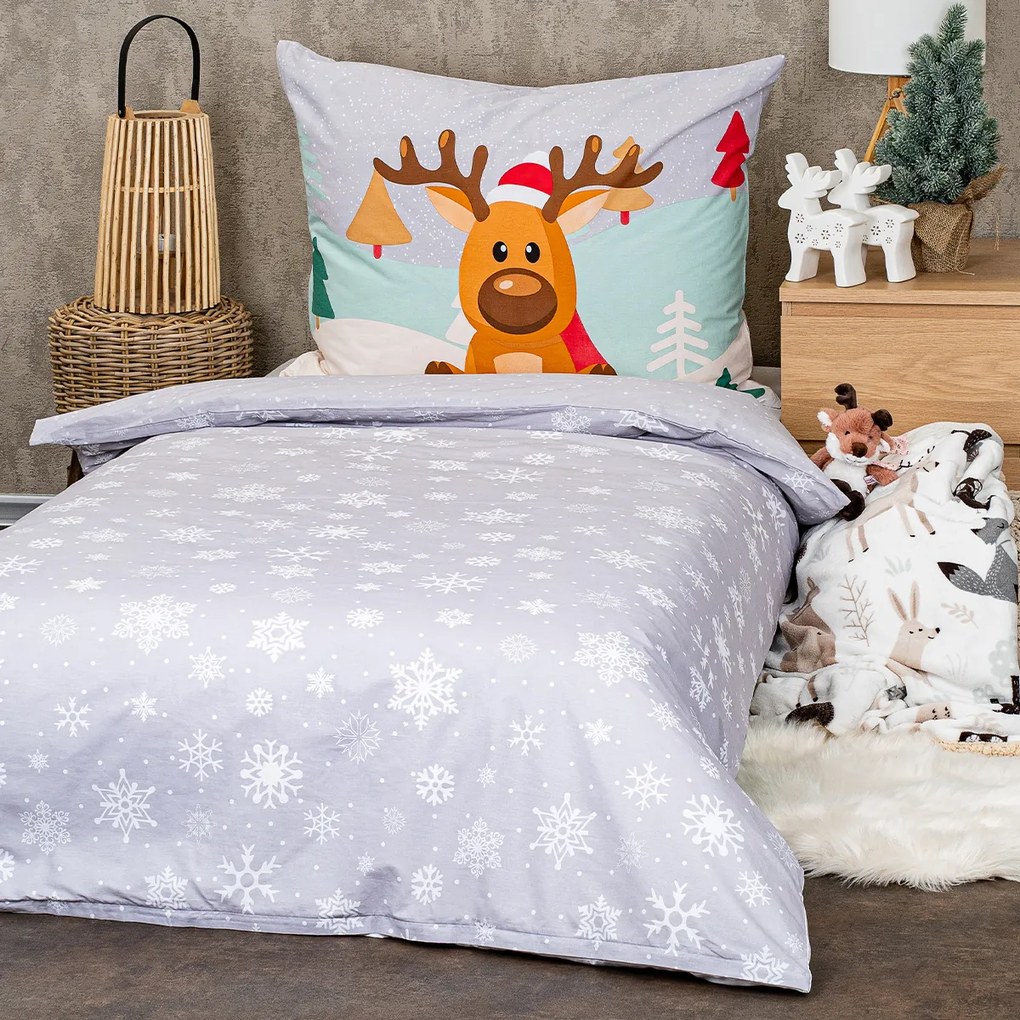 Lenjerie de pat din bumbac 4Home Christmasreindeer, 140 x 200 cm, 70 x 90 cm