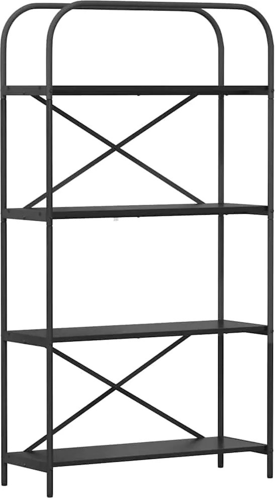 vidaXL Raft pentru cărți Stejar Negru 80 x 30 x 146 cm Lemn compozit