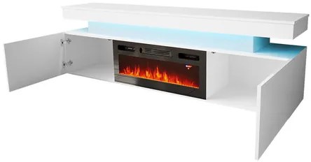 Dulap TV cu șemineu Lesteralo EF 2D 190 (Negru + lucios negru) (cu iluminat LED albastru). Promo -16%. 1106180