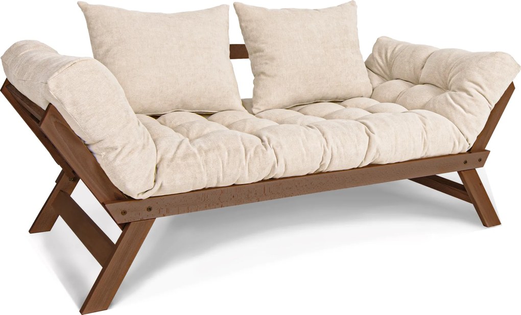 Canapea din lemn de fag Allegro Walnut Cream 170x83x80 cm