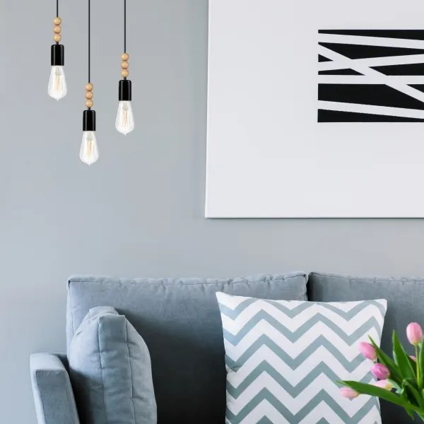 Candelabru pe cablu SIMON 3xE27/60W/230V negru