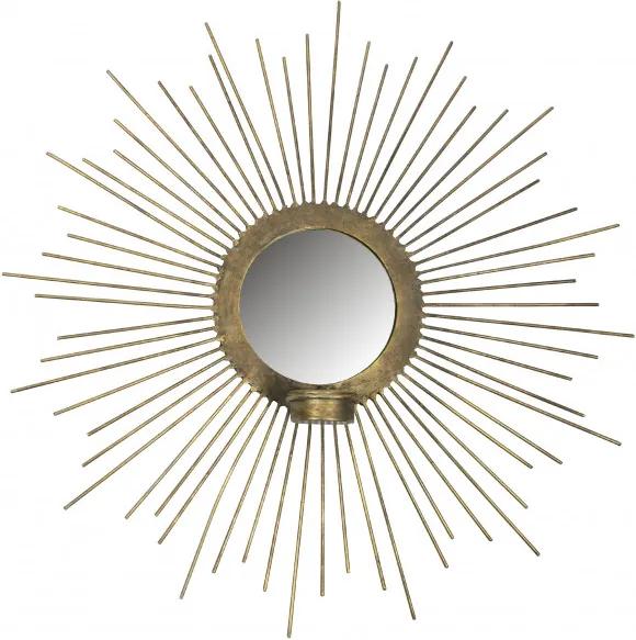 Oglinda rotunda cu rama din fier antique brass Sunny, 45x45x7 cm