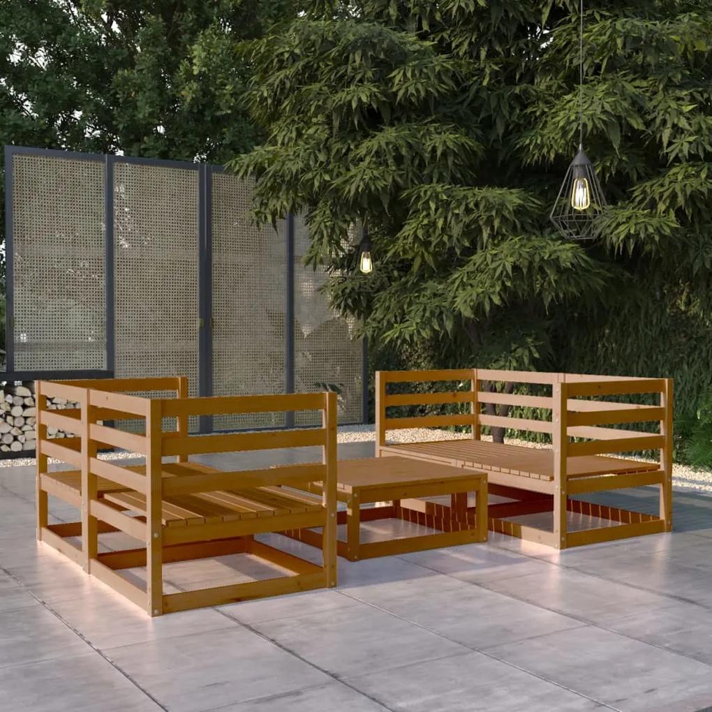 3075257 vidaXL Set mobilier de grădină, 5 piese, maro miere, lemn masiv de pin