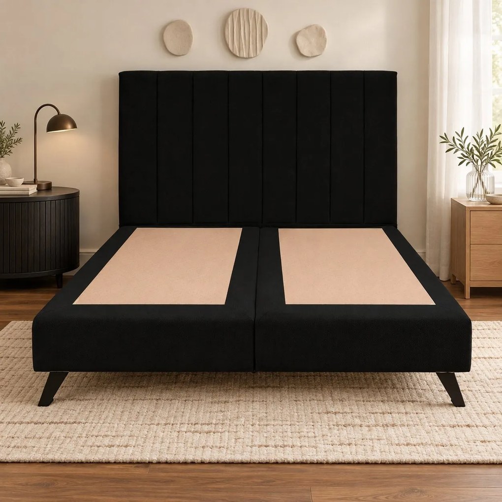 Pat tapițat Novella 160×200 cm, negru