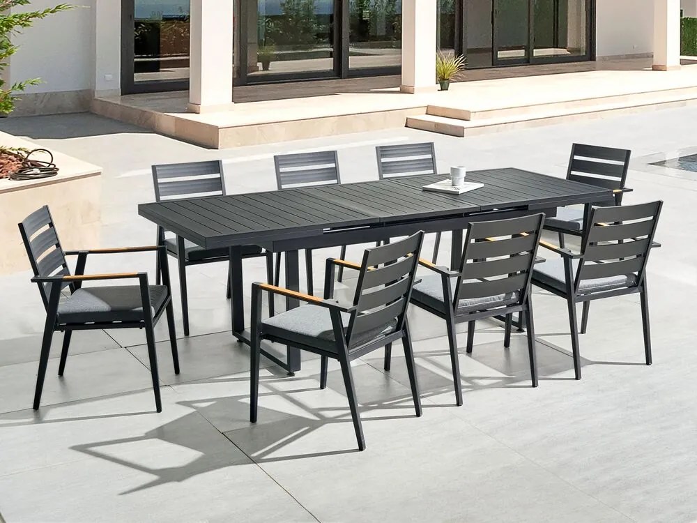 Set mobilier de grădină Valerian/Tavia (Negru + gri + maro) . 1076306