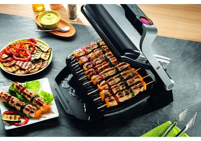 Gratar electric Tefal OptiGrill+ Waffles GC716D12, 2000W, 6 programe, Acoperire antiaderenta Teflon, Placi pentru vafe, Control temperatura, Max 275°C, Inox