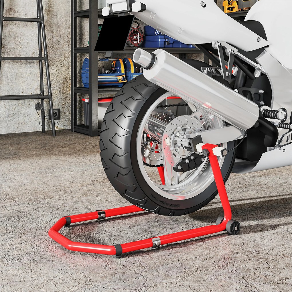 HOMCOM Stand pentru motociclete de 390 kg Față-Spate cu Furci Reglabile | Aosom Romania