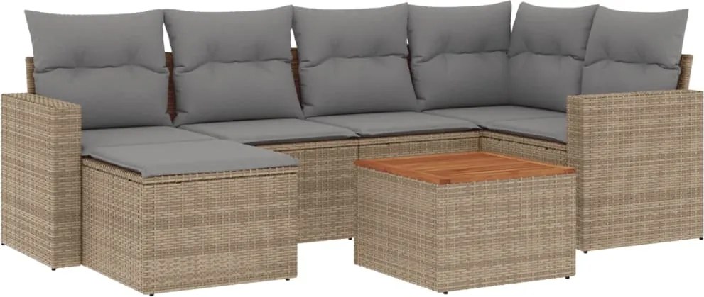 vidaXL Set canapele de grădină, 7 piese, cu perne, bej, poliratan