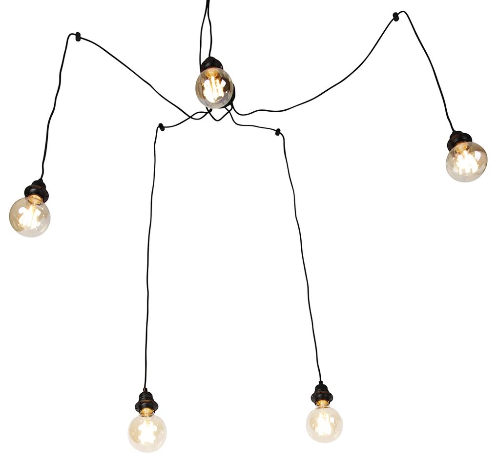 Lampă suspendată inteligentă neagră cu 5 lumini, inclusiv Wifi G95 - Cava