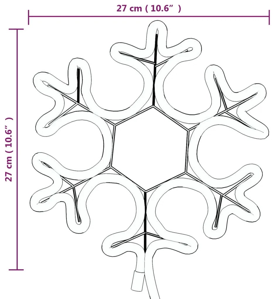 Figurina Fulg de Zapada de Craciun LED 2 buc. alb cald 27x27 cm 2, 27 x 27 cm