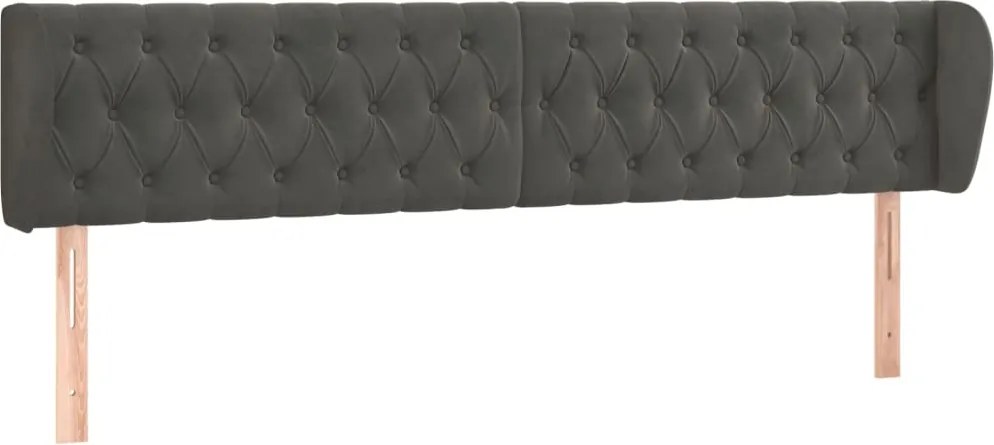 vidaXL Tăblie de pat cu aripioare gri închis 203x23x78/88 cm catifea