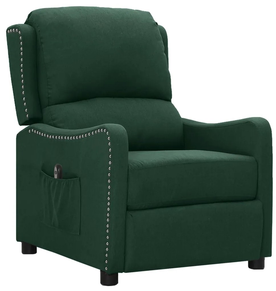 3098751 vidaXL Fotoliu rabatabil electric, verde închis, material textil