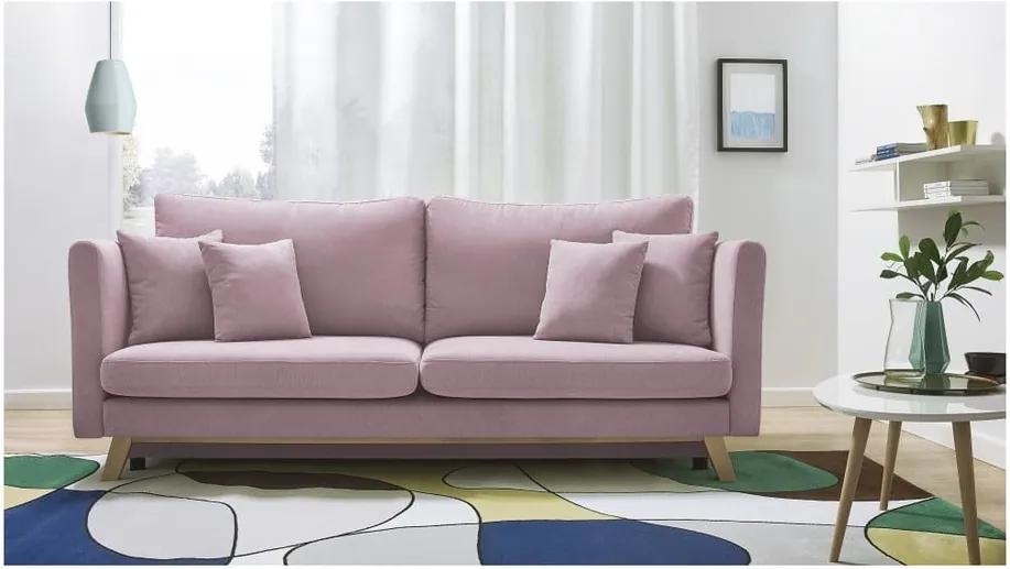 Canapea extensibilă cu 3 locuri Bobochic Paris Triplo, roz