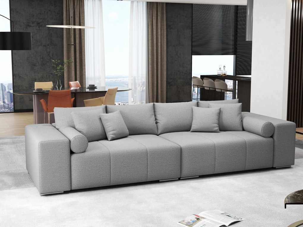Canapea extensibilă dumonde cu ladă de depozitare si sezut confortabil din spuma high-density, Marbela Enjoy Grey XXL 295x100 cm
