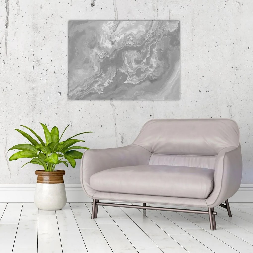 Tablou pe sticlă - Marmură în alb-negru (70x50 cm)