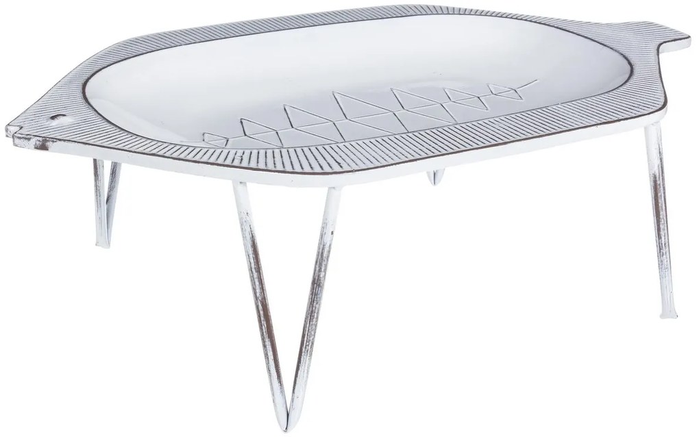 Platou metal alb patinat fisher 50.5 cm x 33 cm x 15.5 h