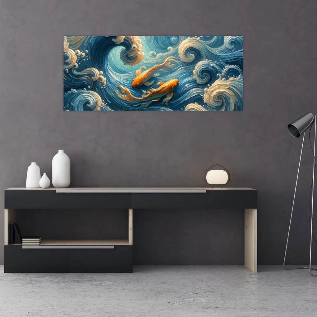 Tablou - Pești aurii (120x50 cm)