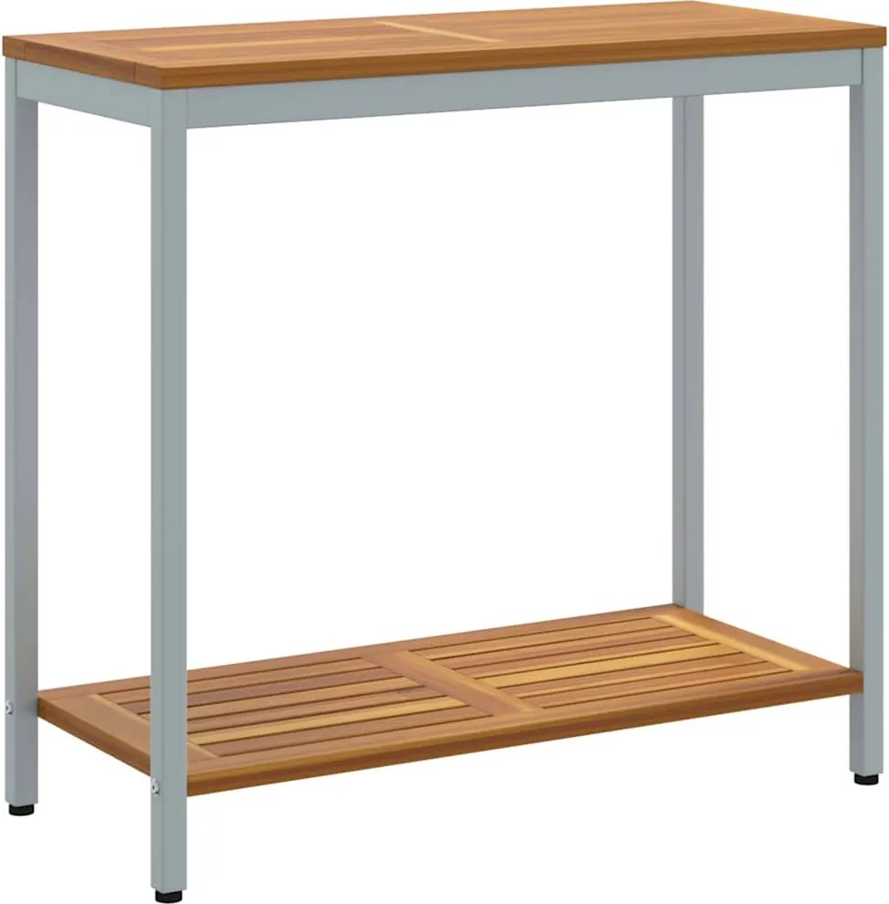 vidaXL Masă de exterior cu depozitare Natural și Gri 80 x 35 x 75 cm