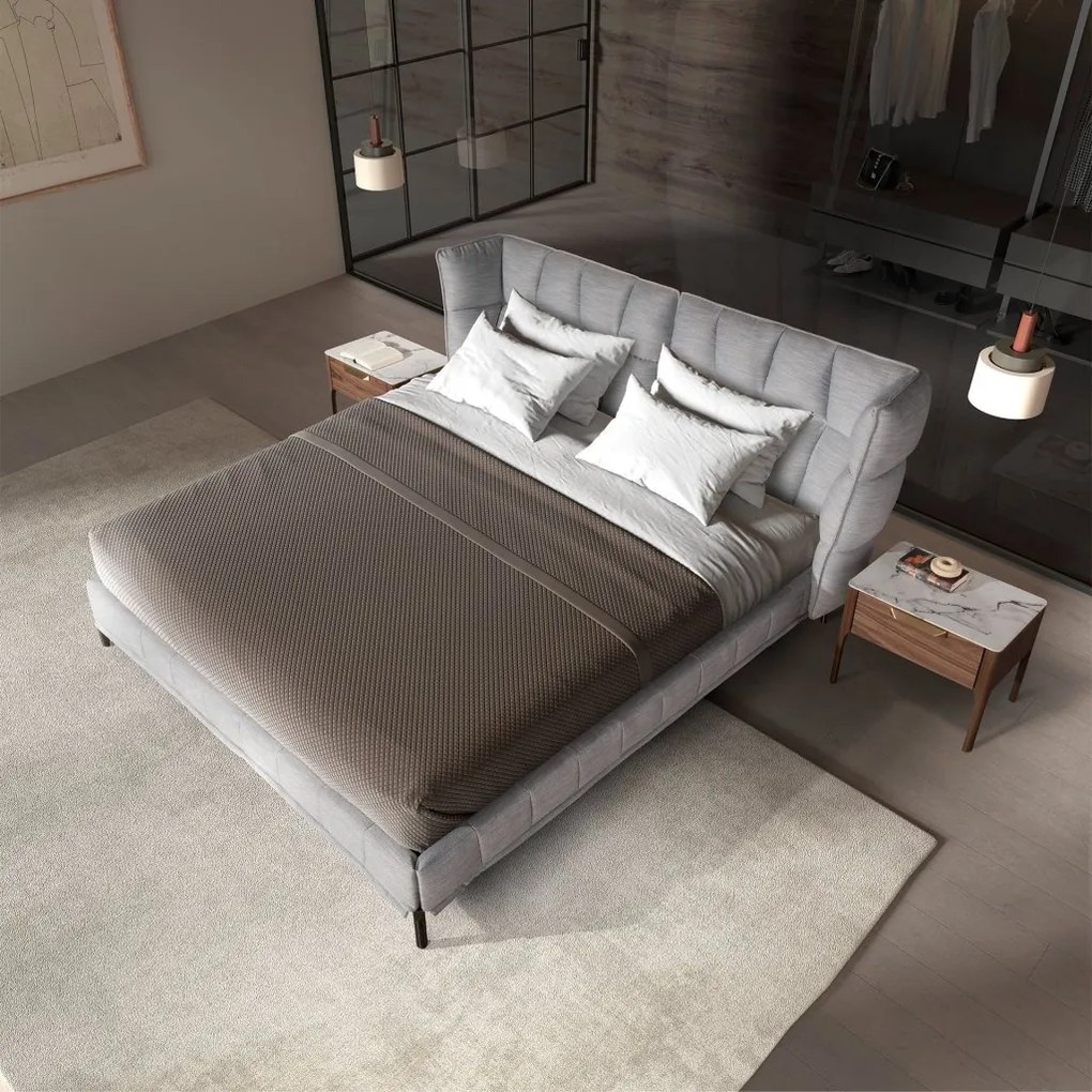 Pat dublu tapitat design LUX Gri-albastrui deschis, 180x200cm