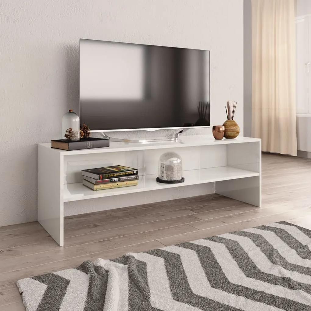 800042 vidaXL Comodă TV, alb foarte lucios, 120 x 40 x 40 cm, PAL