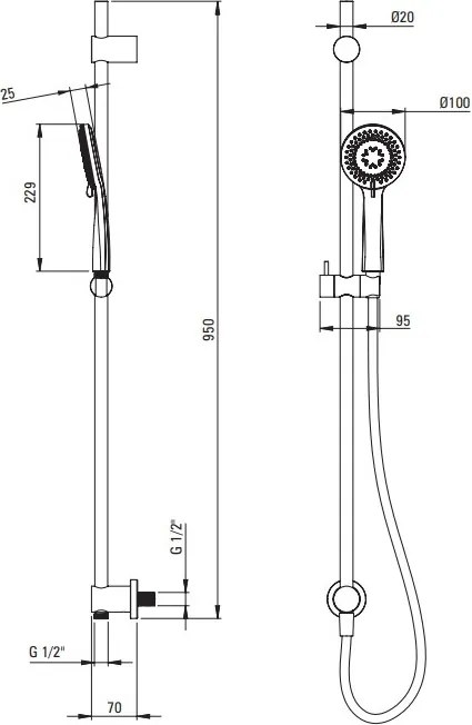 ARNICA Set de duș incastrat pentru cadă NAC_09QA Finisaj: crom