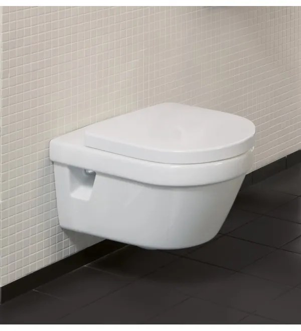 Set vas WC rimless suspendat, Villeroy&amp;Boch Architectura, cu capac inchidere lenta, rezervor si clapeta ViConnect