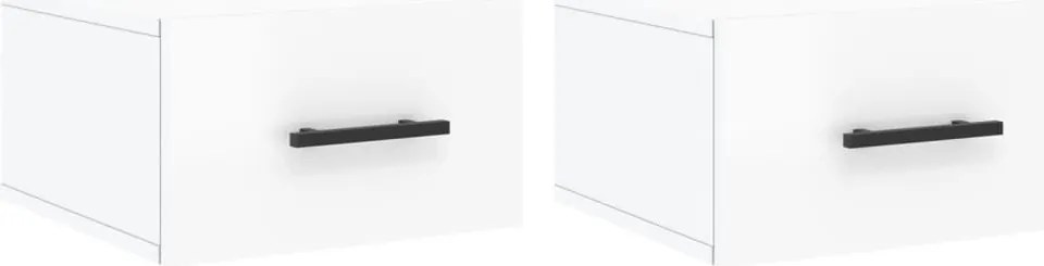 vidaXL Noptiere de perete, 2 buc., alb extralucios, 35x35x20 cm