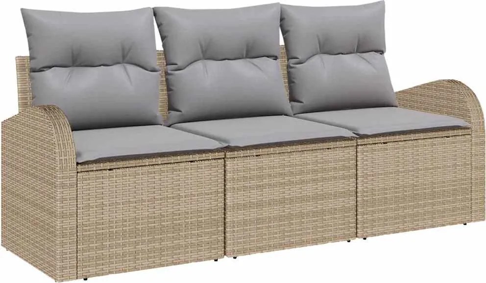 vidaXL Set de canapele pentru grădină Bej poliratan