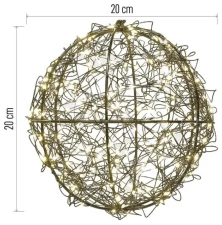 Decorațiune de Crăciun cu 200x LED, 230 V, diametru 20 cm