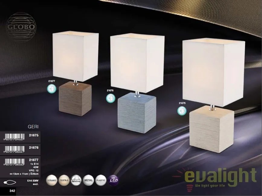 Veioza / Lampa de masa cu design modern, Geri 21676 GL