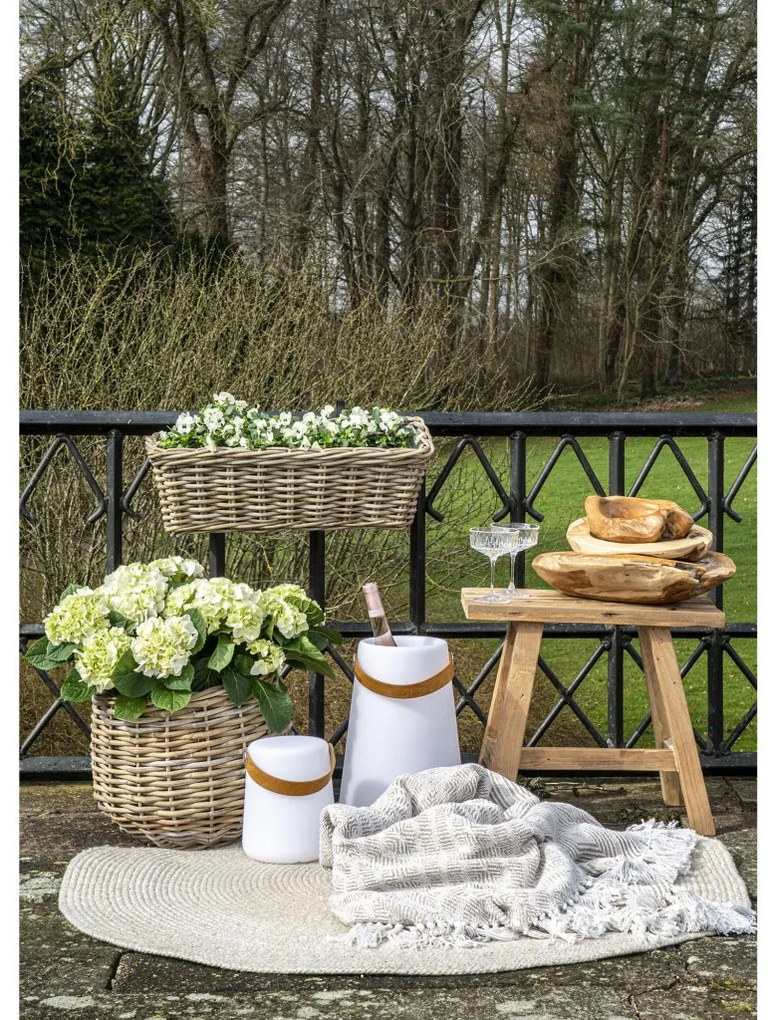 Taburet Barcelona, lemn de tec, natură, 50x25x45 cm