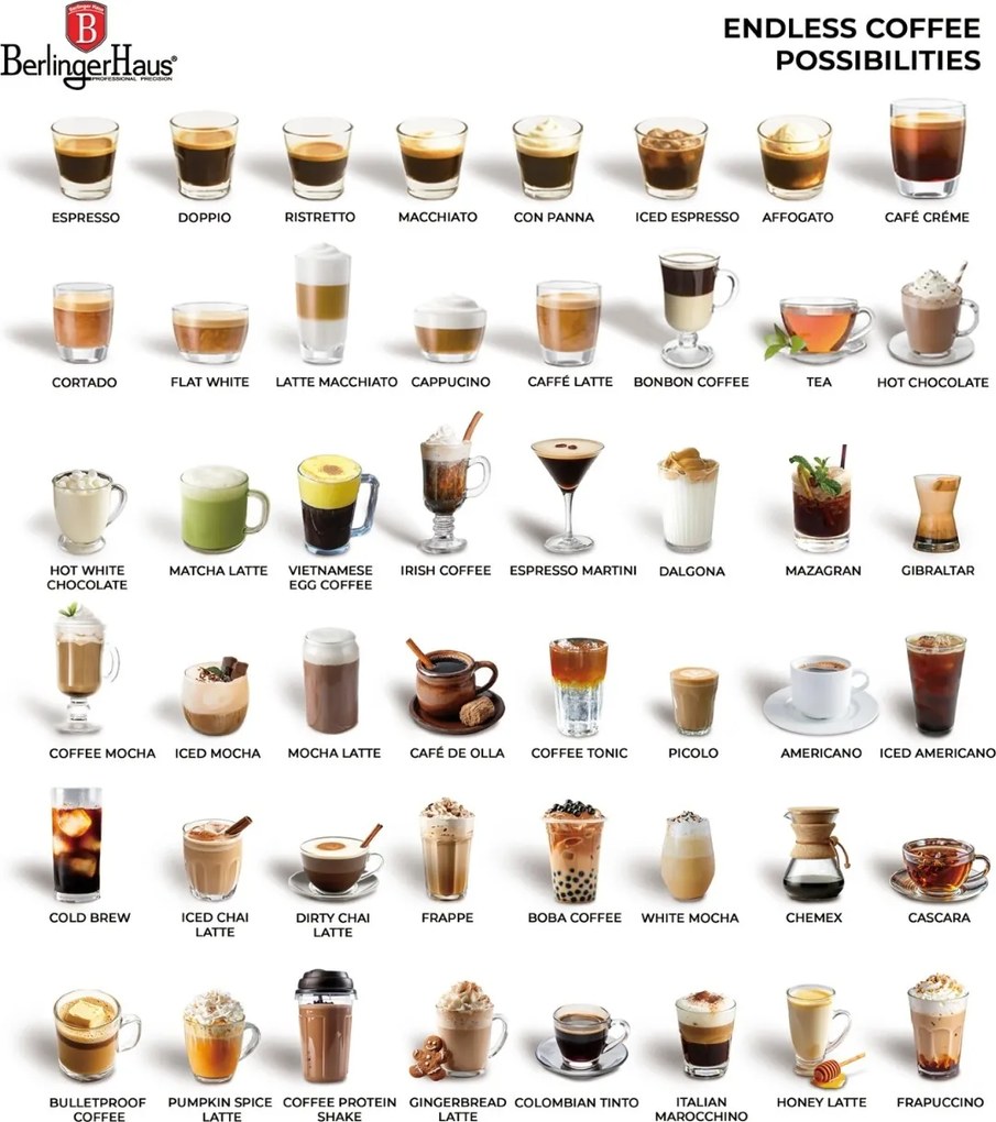 Espressor digital 3 in 1 Leonardo Berlinger Haus BH 9848, visiniu mat