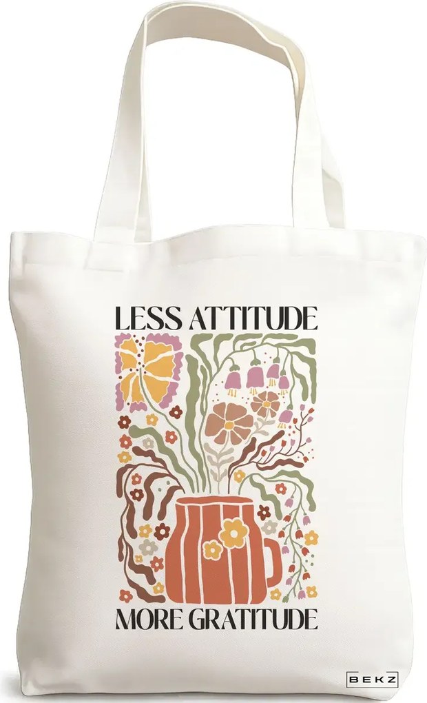 Sacosa de Panza pentru Cumparaturi, Geanta Tote Boho Style 1, 38x34.5 cm, Alba, BEKZ®