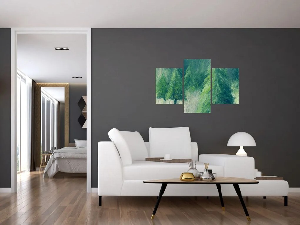 Tablou - Conifere pictate (90x60 cm)