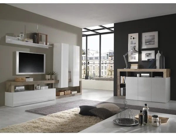 Comodă LENOR albă/maro