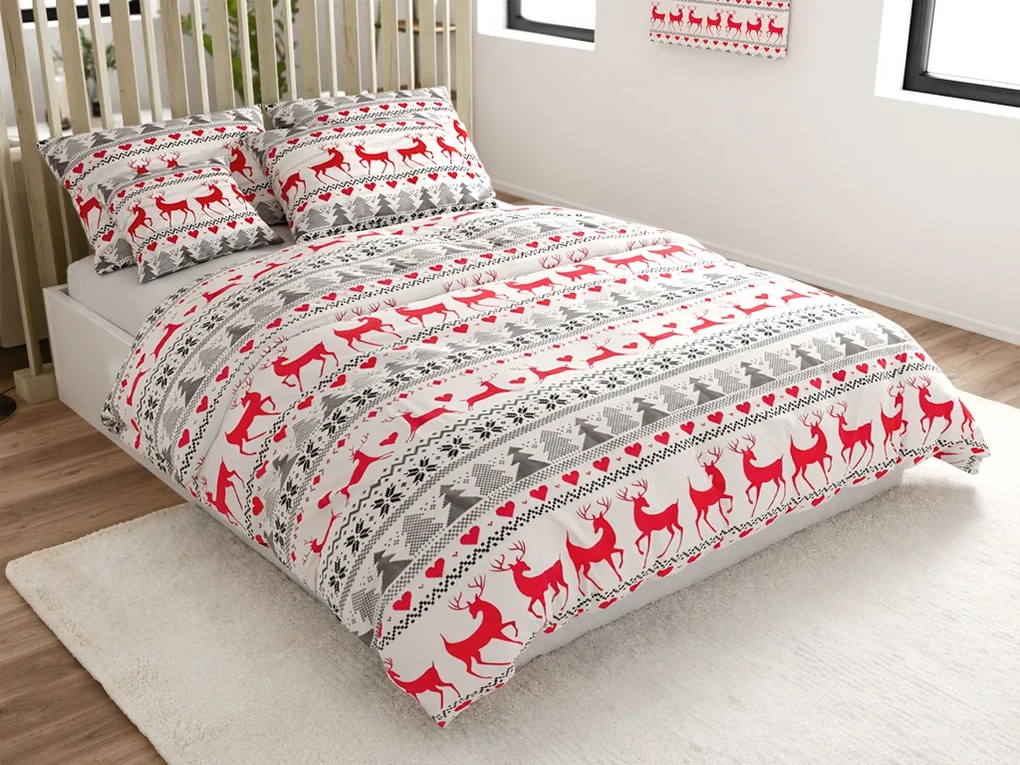 Lenjerie de pat din flanel DEER DREAMS albă Dimensiune lenjerie de pat: 2 buc 70 x 90 cm | 200 x 220 cm