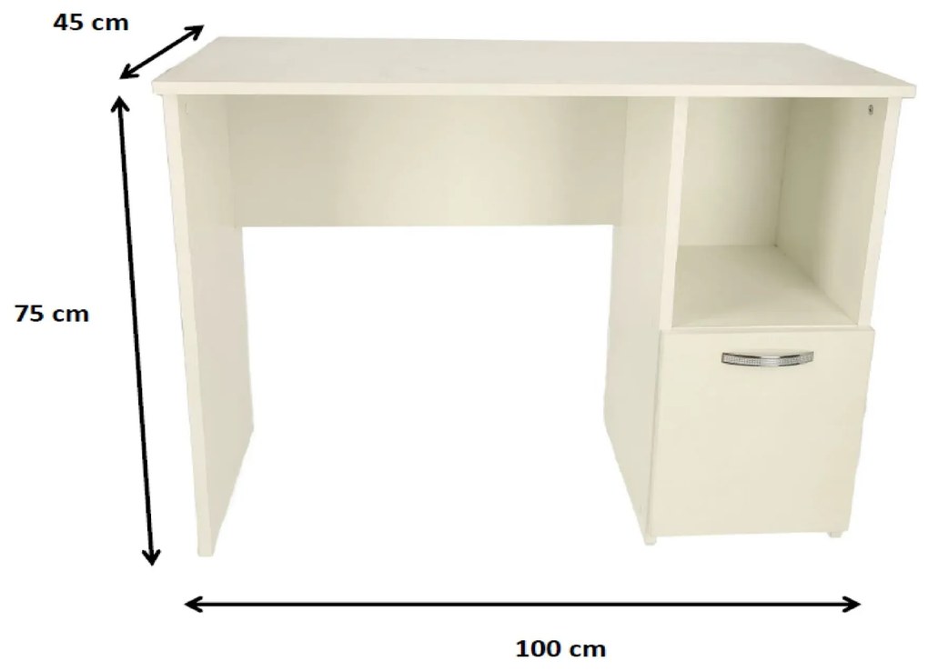 Birou Boston, alb, 90x45x75 cm