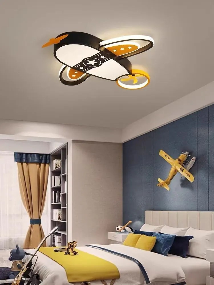 Lustra Cu Telecomanda, Avion, Negru cu Auriu