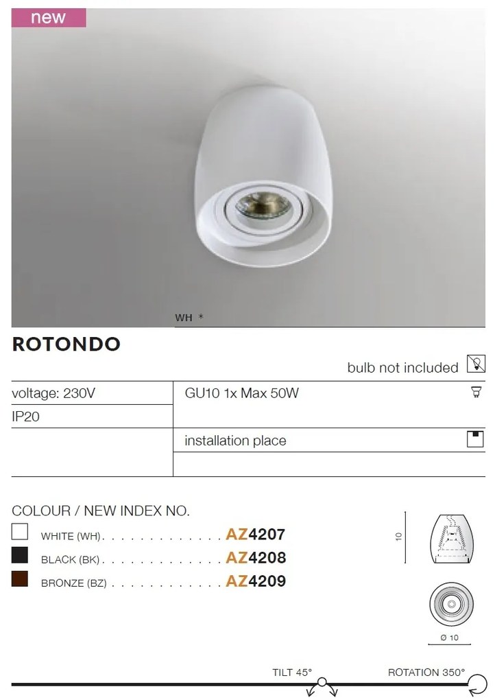 Spot aplicat tavan/plafon ROTONDO bronz